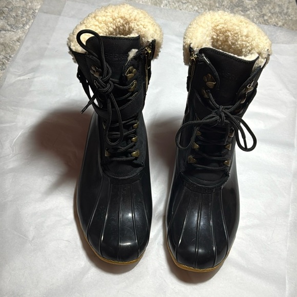 Sperry for J. Crew Shearwater Black buckle boots Sz 8 leather - Picture 2 of 7